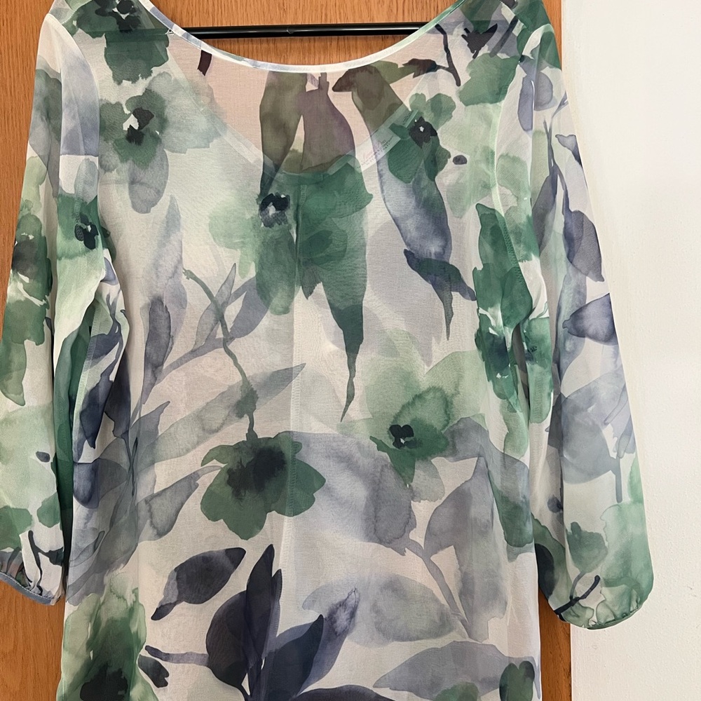 Sweet Pea Green and Gray Relaxed Blouse